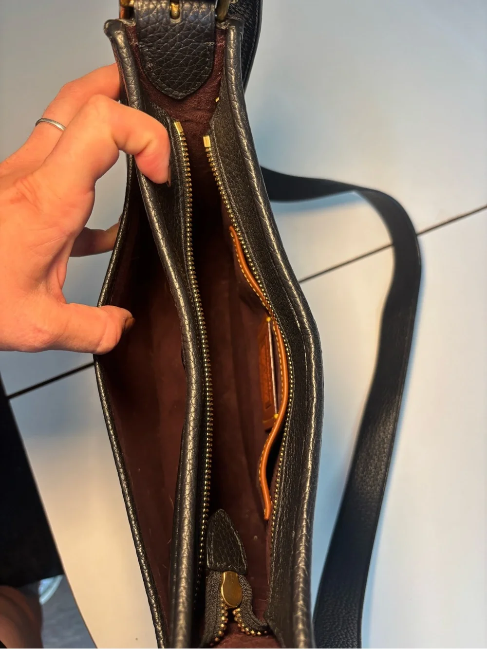 Coach Emery Black Grained Pebbled Leather Crossbody Shoulder Bag Purse